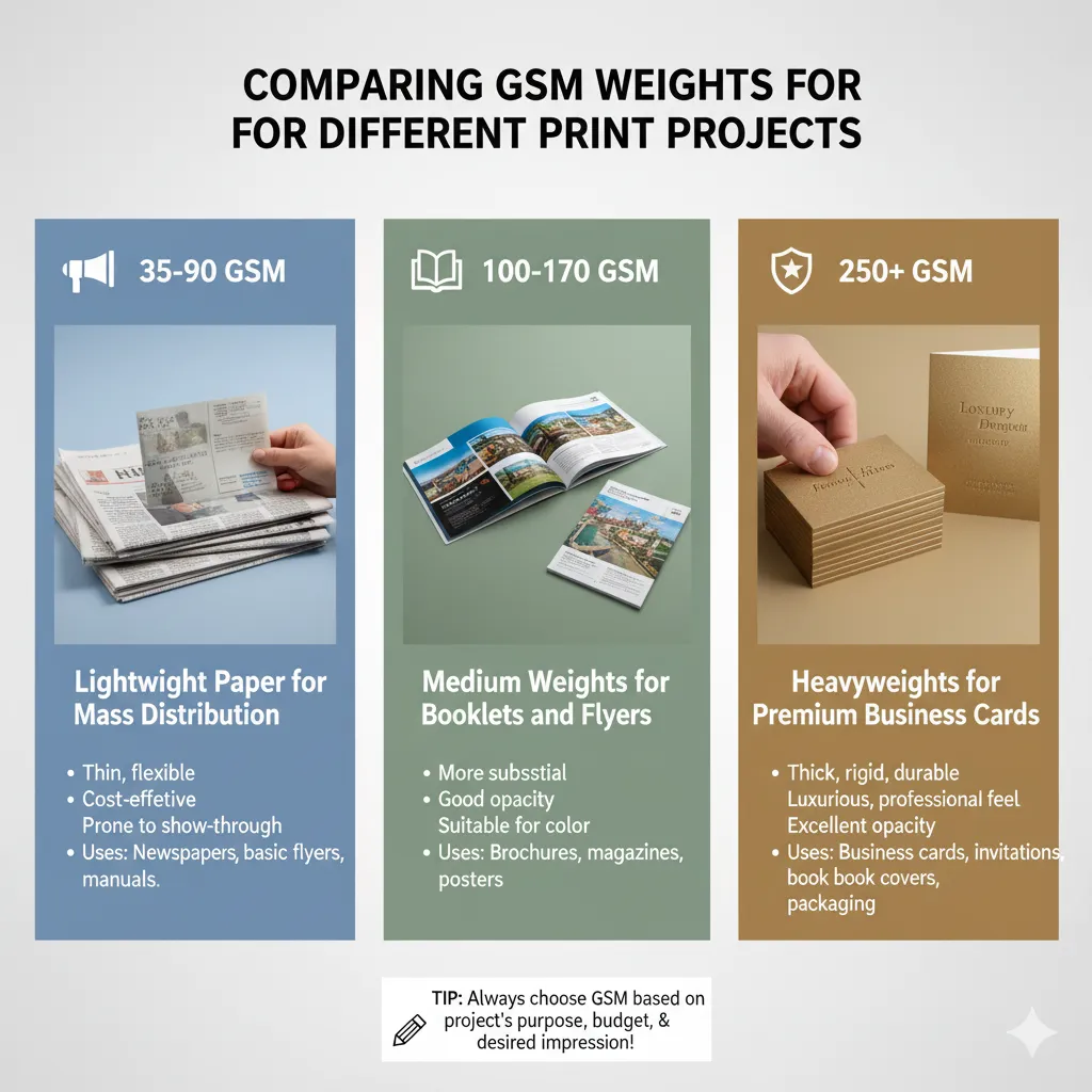 Comparing GSM Weights for Different Print Projects